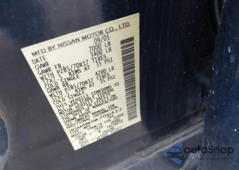 2006 Nissan Armada Se Off-Road from USA, damaged, VIN 5N1AA08B36N706412